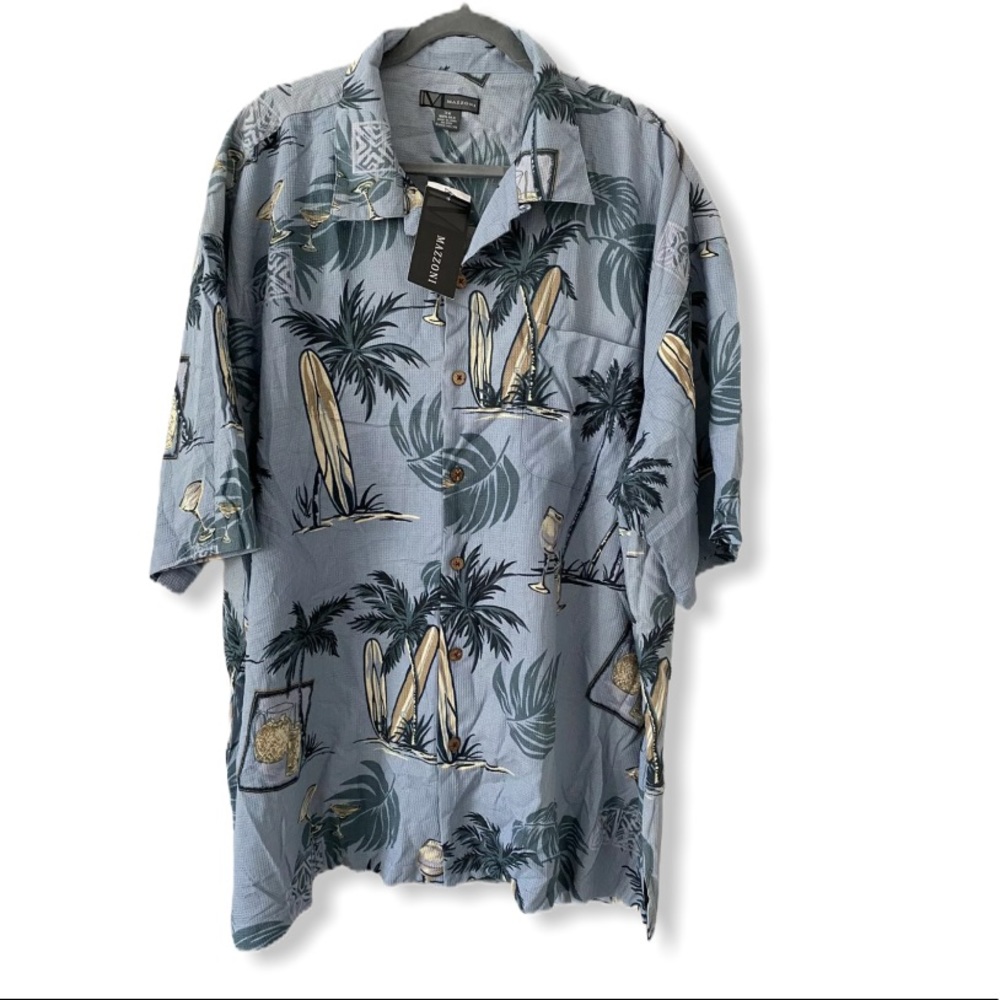 Mazzoni Men’s Aloha Hawaiian Button Down Shirt